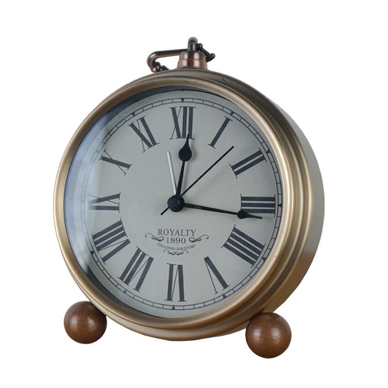 European Vintage Iron Art Alarm Clock American Creative Electronic Clock Household Simple Nightlight Student Personalized Silent