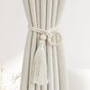2Pcs Bohemian Chic Adjustable Cotton Cord Curtain Tie Fringe - Hand Woven, Log Loop Curtain Buckle Strap