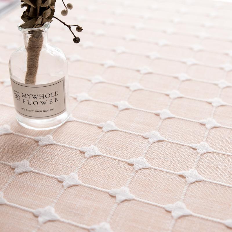 Stylish And Simple Embroidery Plaid Dining Table Cloth Fabric Cotton And Linen Small Fresh Home Living Room Rectangular Coffee Table Dining Mat