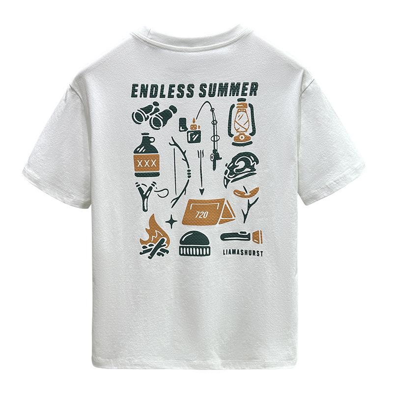 New Summer Men's Short-sleeved T-shirt Men's Cotton Printed Thin Short T-shirt Top