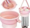 Silicone Makeup Brush Storage Box and Brush Cleaning Bowl,