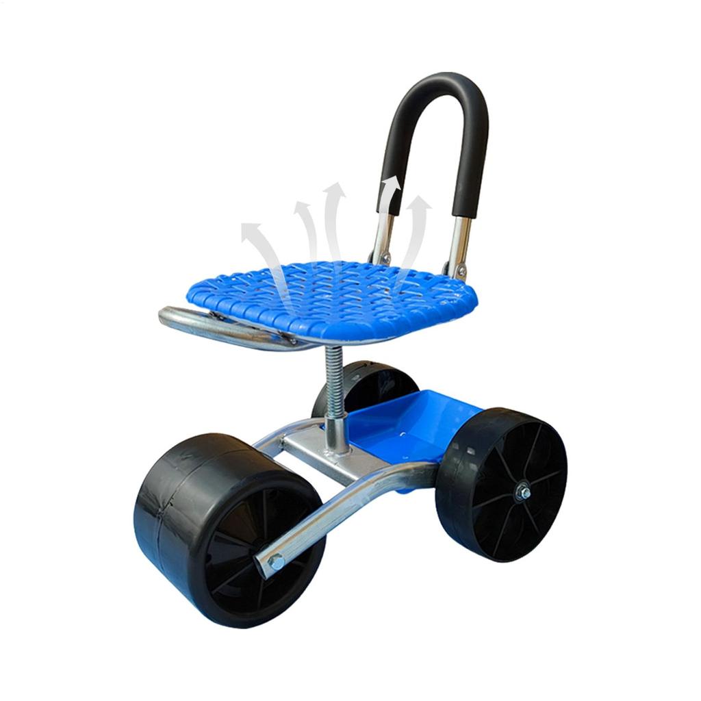 Garten Sitzwagen Garten Rollarbeitsplatz Höhenverstellbarer Gartenstuhl 360 Grad Drehbar Arbeitssparend für Bauernhof Outdoor Camp