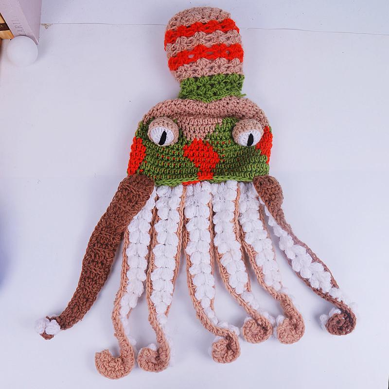 New Cat Ear Hat Hand Knitted Devil Horn Funny Women's Autumn and Winter Wool Warm Knitted Hat