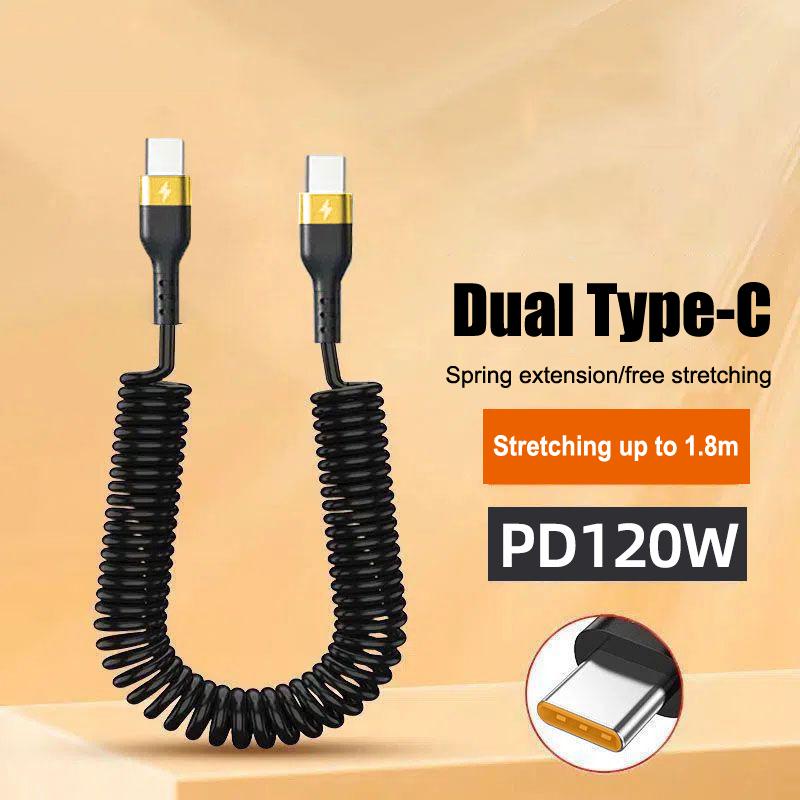 Spring Short Cable Usb Type C Fast Charging Data Cord Car Power Charger Wire Fast Charging Telescopic Cable Spring Data Cord as the picture
