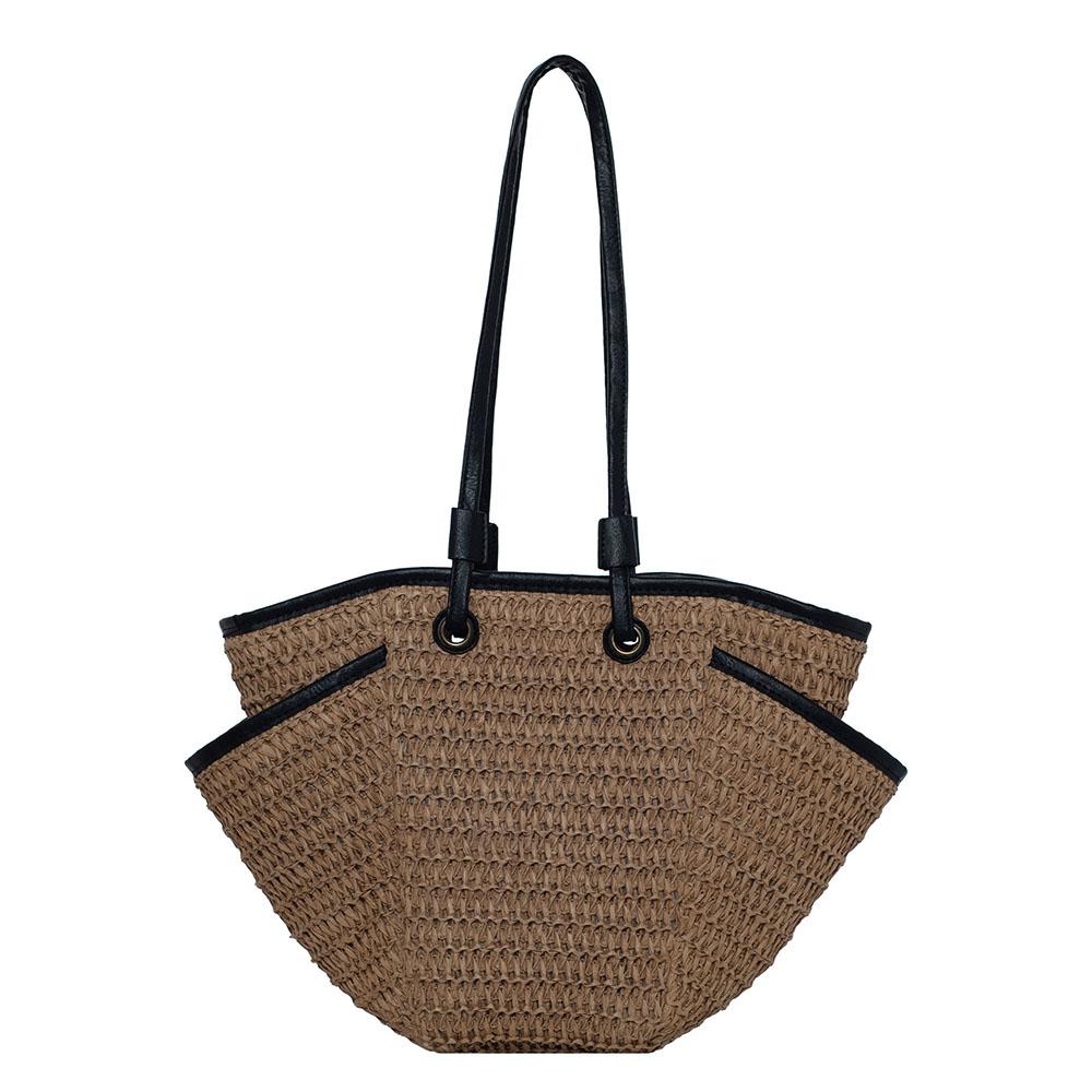 

Straw Fabric Shoulder Tote Bags For Women 2026 Summer Beach Travelling Shopper Totes Big Capacity Designer Handbags Luxury about46x30x16cm коричневый