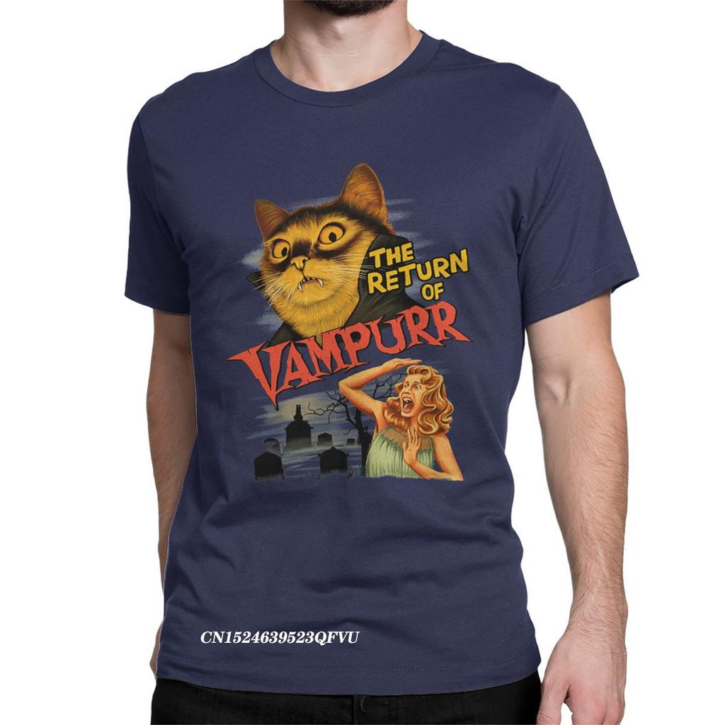 Men Women Tee Shirt Cat The Return Of Vampurr Cotton Tee Shirt Harajuku Horror Halloween Tshirt Round Neck Clothing Plus Size