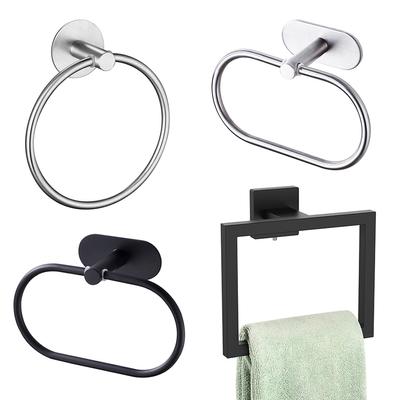 Stainless Steel Towel Ring Hook Bathroom Wall Mounted Towel Holder Square Roundness Hardware Accessories