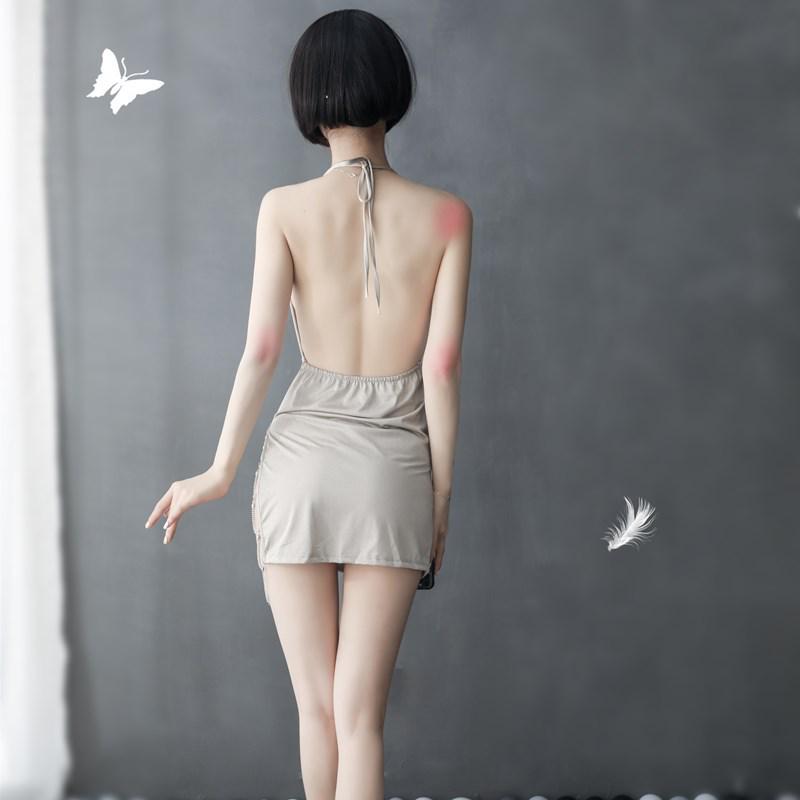 Xiang Night Temptation Lace Lingerie Set: Sexy Backless Camisole Pajamas with Slit - Erotic Homewear Nightdress