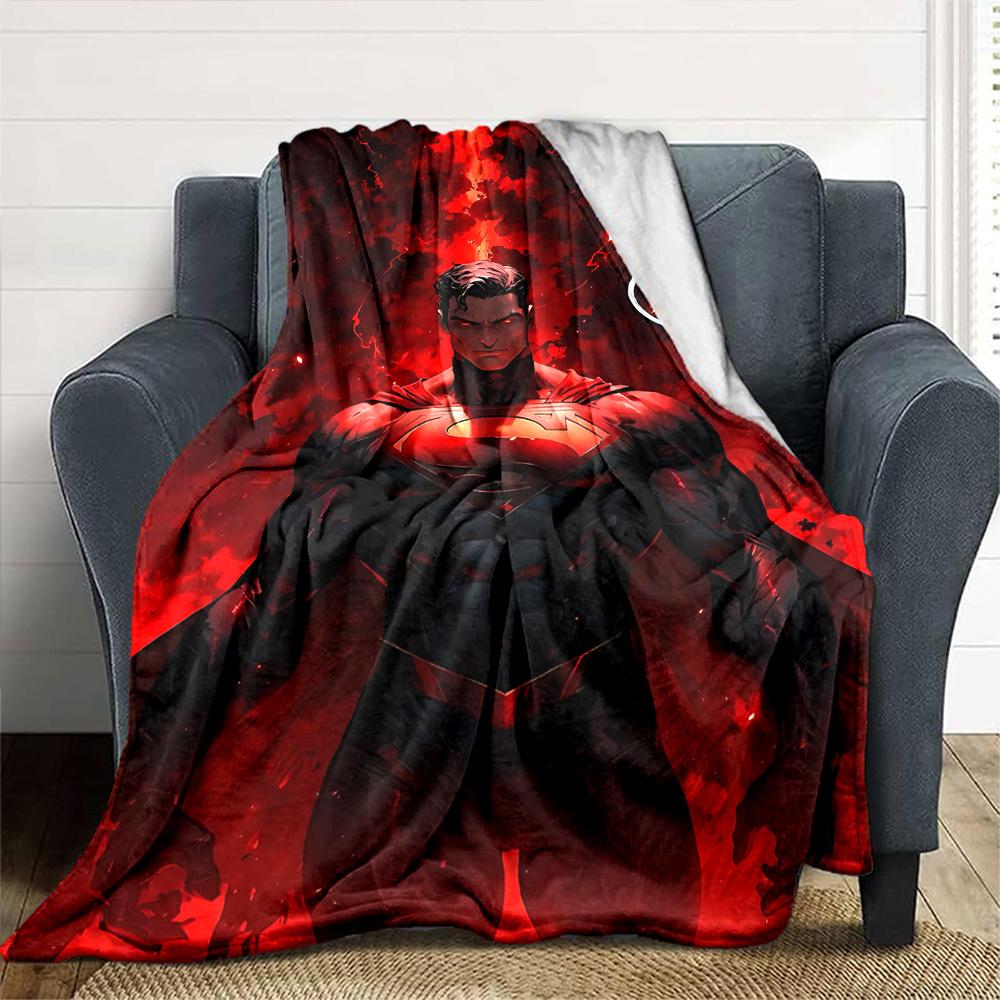 1pc Superman Black Flannel Blanket Soft Warm Throw for Home, Office, Travel, All-Season Cozy Bedding GiftL1052