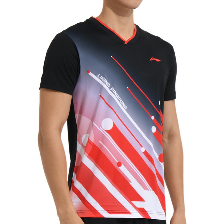Li Ning Tischtennis Kollektion T-Shirt Herren Schwarz AAYS017-1