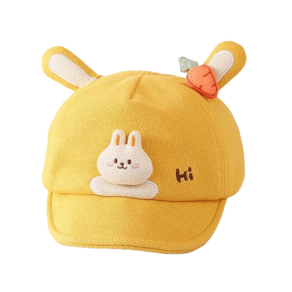 Cotton Baby Baseball Cap Cartoon Rabbit Ears Sunshade Visors Cartoon Peaked Hat  Boys Girls Kids 42-46cm жёлтый