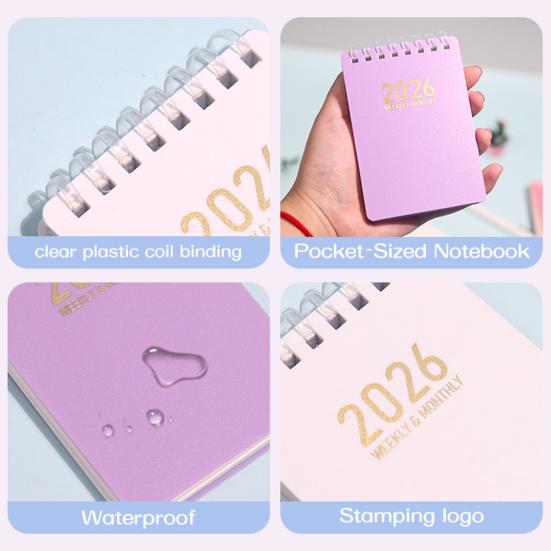 2026 Day Planner A7 Pocket Size Coil Notebook for Law Nursing Sketching Office Task Organizer for Work Study Planning