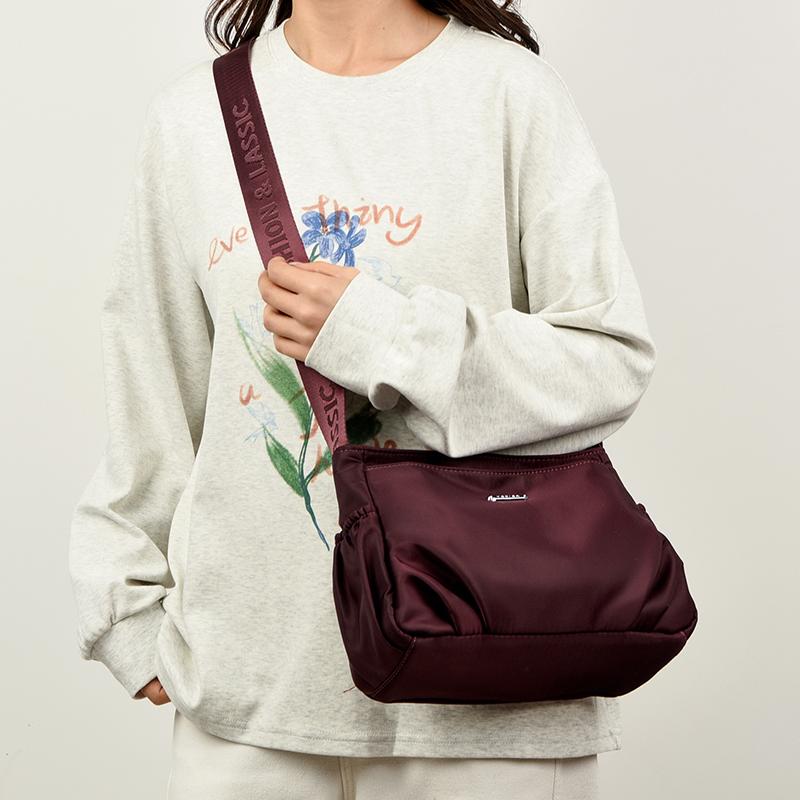 Women's Nylon Crossbody Bag Lightweight Shoulder Tote with Wide Strap Fashionable Everyday Casual Bag