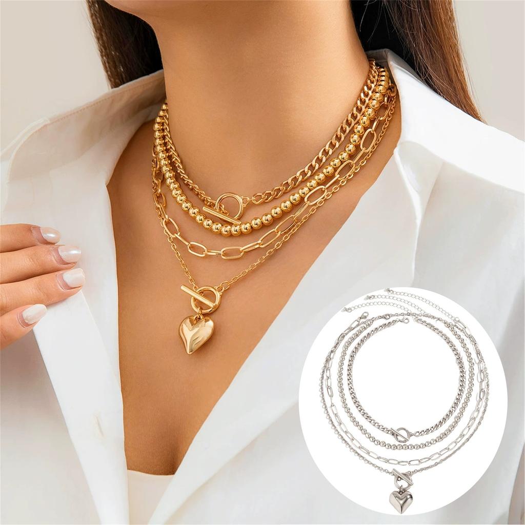 Chain Stacking Wear Peach Heart  Pendant Necklace Personalized Premium  Necklace