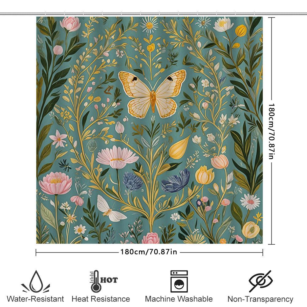 Luxury Blue White Gold Marble Print Shower Curtain Decorative Bath Mat Tassel Rod Pocket Water Repellent Liner (59x72)