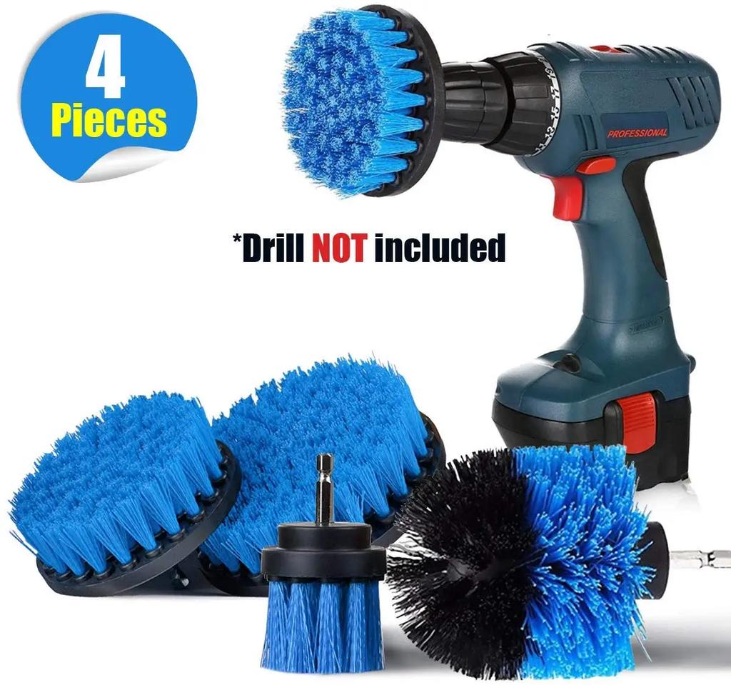 4PCS Drill Brush Cleaner Kit Power Scrubber Electric Brushes Drill Attachment Kit Power Scrub Brush for Cleaning Pool Car