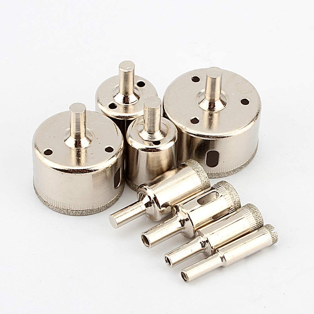 8pcs 10mm 50mm Diamond Coated marble Ceramic Tile Hole Saw Drill Bits set tool
