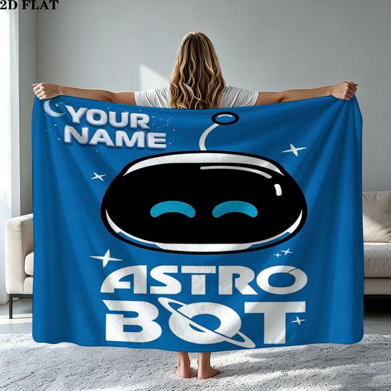 1PC ASTRO BOT Custom Name Patterned Flannel Blanket Suitable For All Seasons for Home Decor Warmth and Comfort Gifts Holiday Present