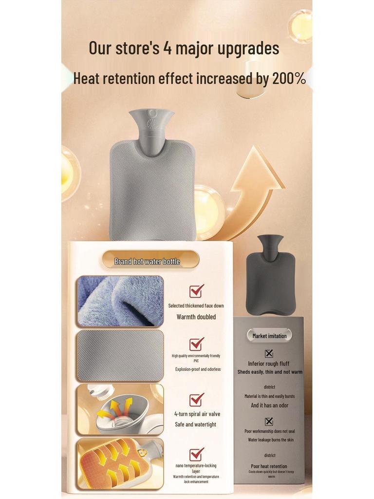 Thickened Water-Filled Hot Water Bottle & Hand Warmer with Removable Cover