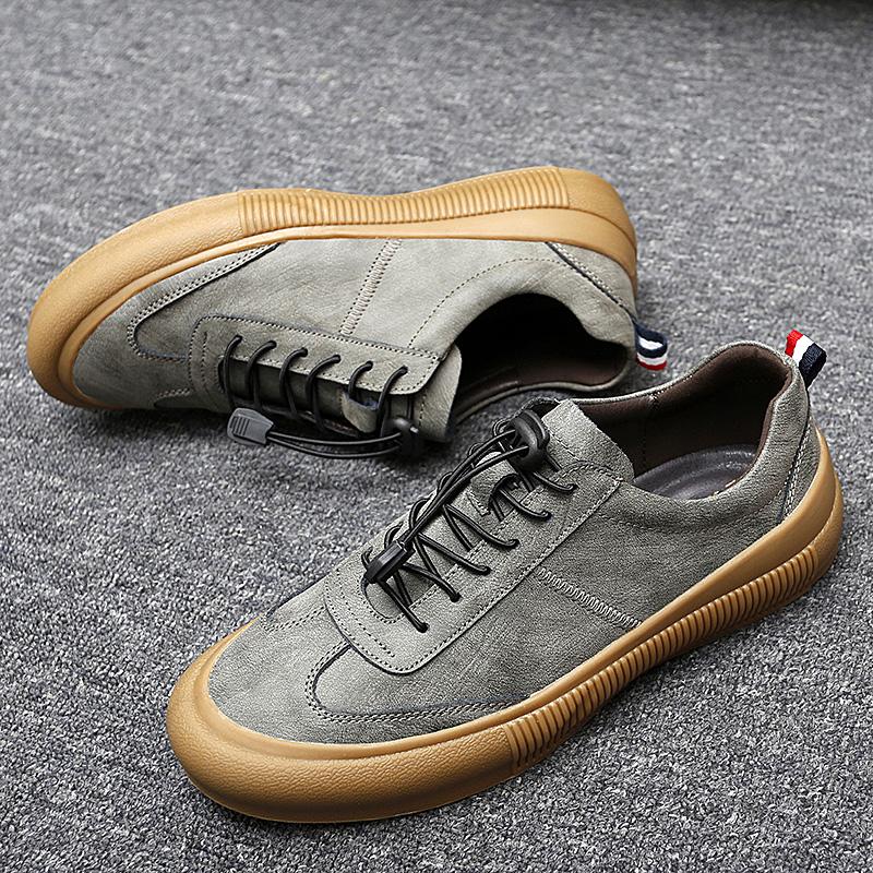 Nya Herrsneakers Mode Herr Casual Loafers Äkta Läderskor Utomhus Snörning Andningsbara Fritid Skateboard Herrloafers