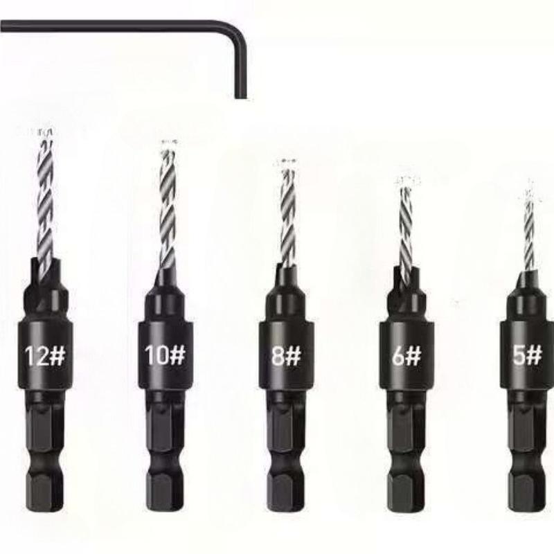 5Pcs/set Woodworking Special Countersunk Drill Bit Can Be Adjusted Freely Opening Tool Practical Countersunk Woodworking Drill