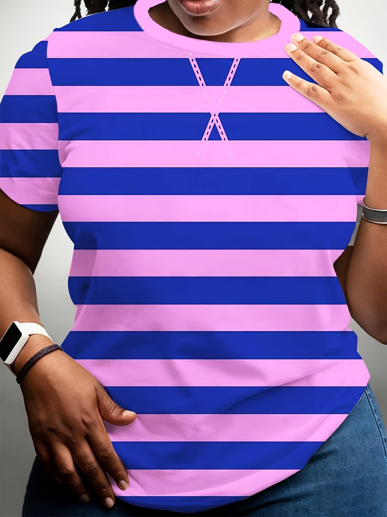 

Striped V-neck T-shirt. Pink and Blue Horizontal Stripes. Women s Casual Wear 2XL дубильна кора