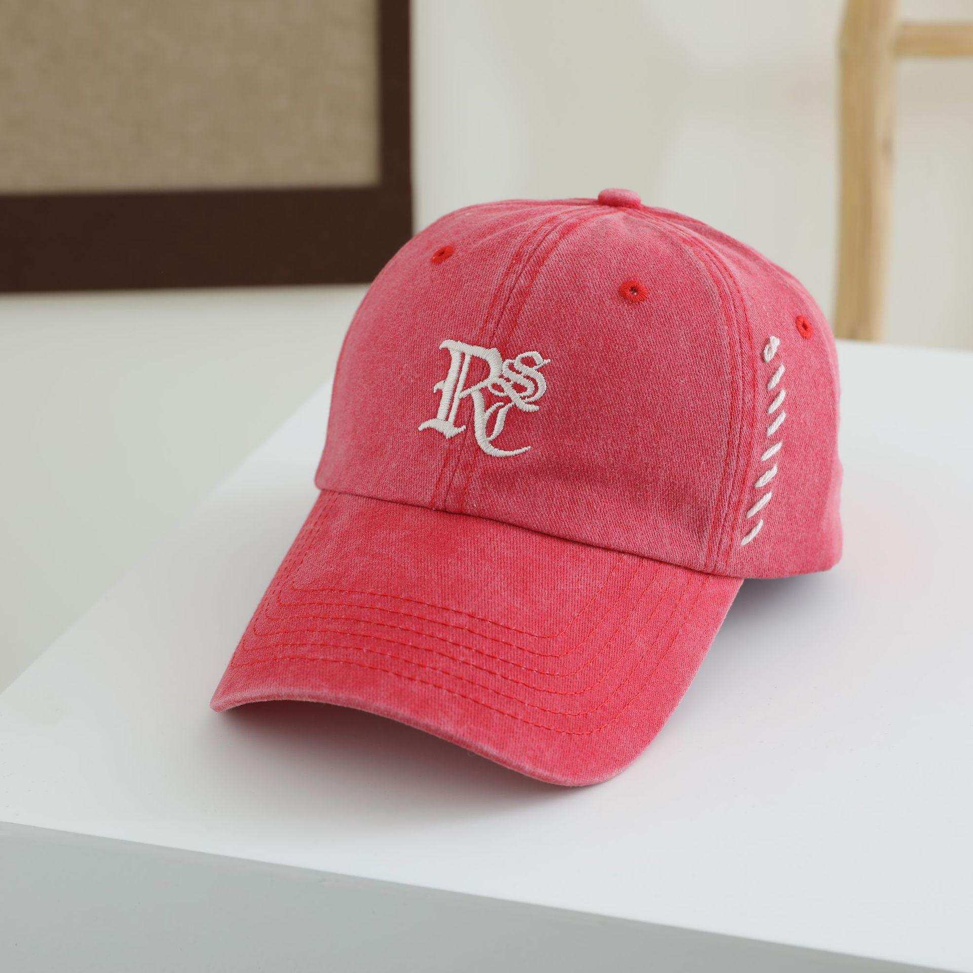 

2025 simple embroidery spring and summer fashion baseball cap women s summer sun protection big head circumference sun hat men M（56-58cm） розы красного