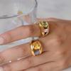 Uworld Chunky Multicolor Big Zircon Hollow Open Rings For Women 18K Gold PVD Plated Stainless Steel Rings Fashion Jewelry Gift