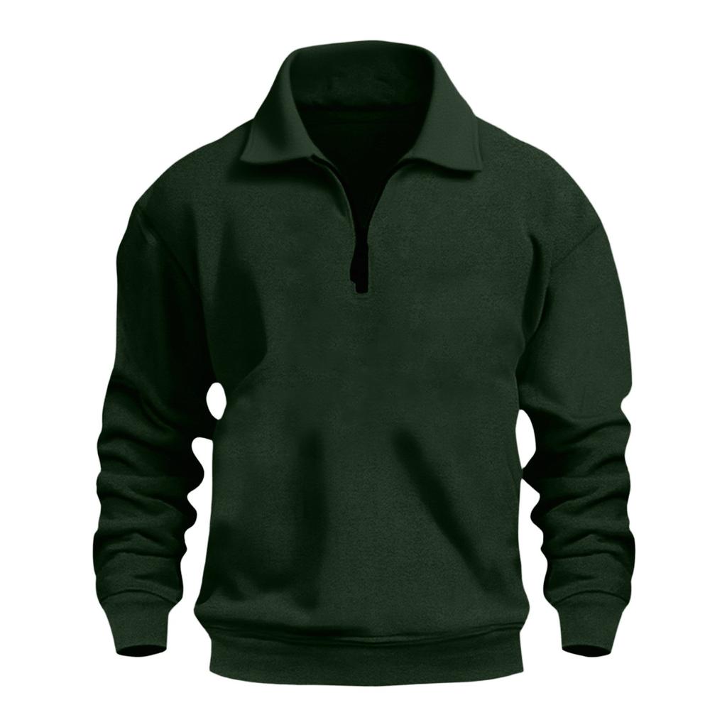Men's Casual Long-Sleeved Collared Quarter-Zip Sweatshirt