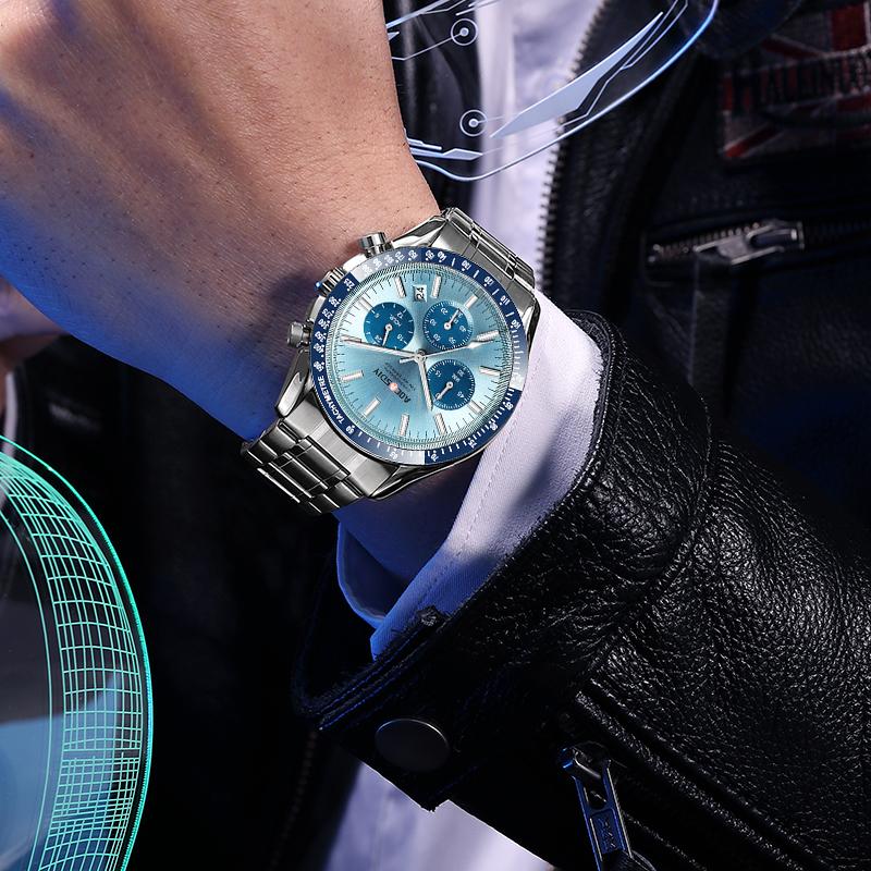 Men's Watches Luxury Round Quartz Wristwatch Waterproof Chronograph Watch for Men Auto Date Clock