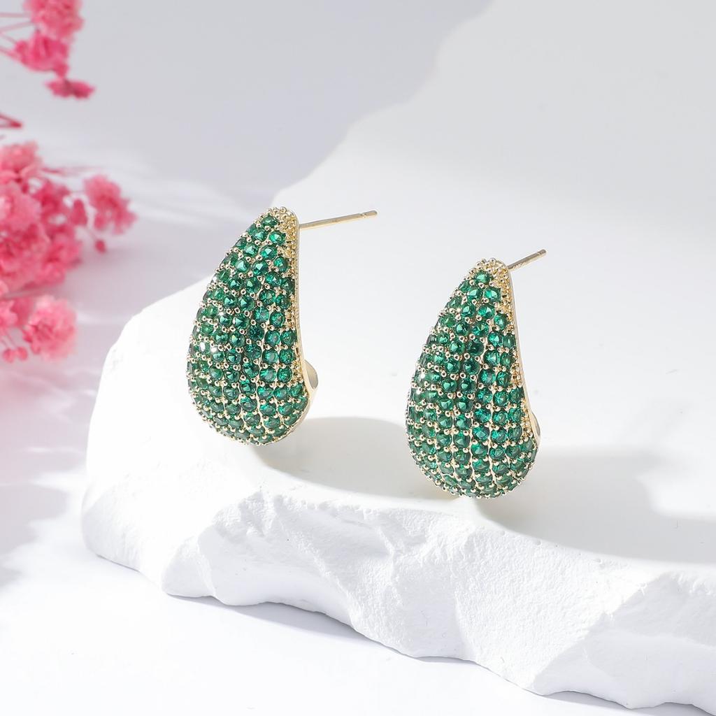 ZAKOL Shiny Micro Paved Zirconia Big Water Drop Stud Earrings For Women Luxury Wedding Banquet Party Zircon