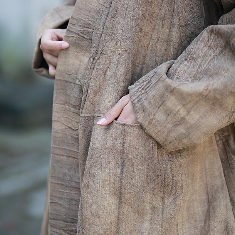 Johnature Abrigos de invierno cálidos con bolsillos y retazos de manga larga y escote en V estilo vintage para mujer