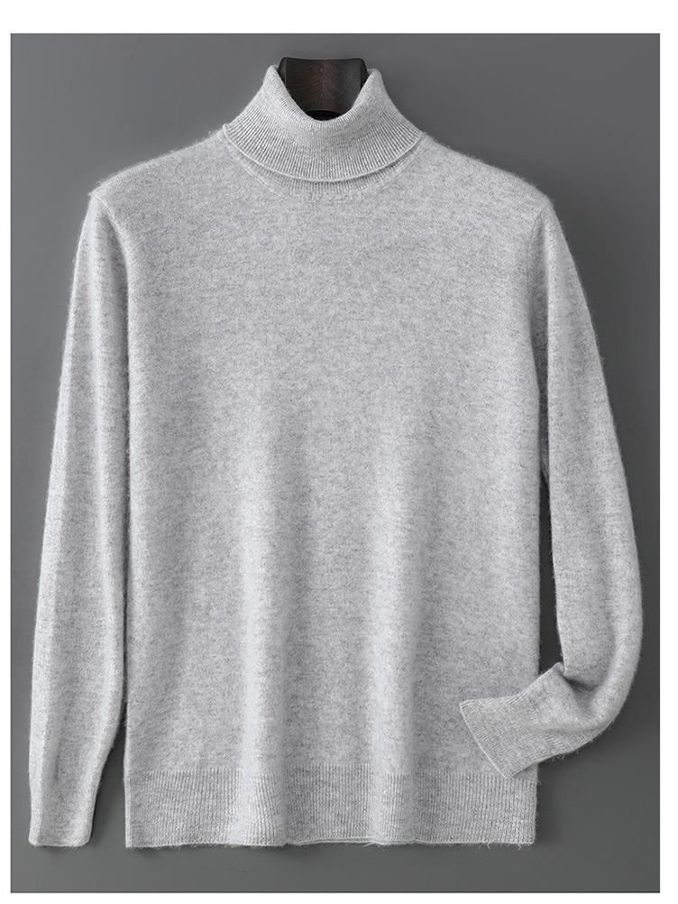 Men's 100% Pure Wool High Neck Pullover Sweater - Autumn/Winter Loose Knit Base Layer