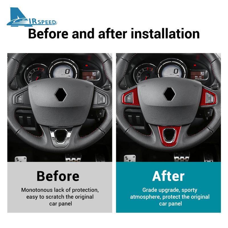 Für Renault Fluence Megane RS 2009 2010 2011 2012 2013 2014 LHD RHD Auto Lenkradknopf Echter Weicher Carbonfaser-Aufkleber