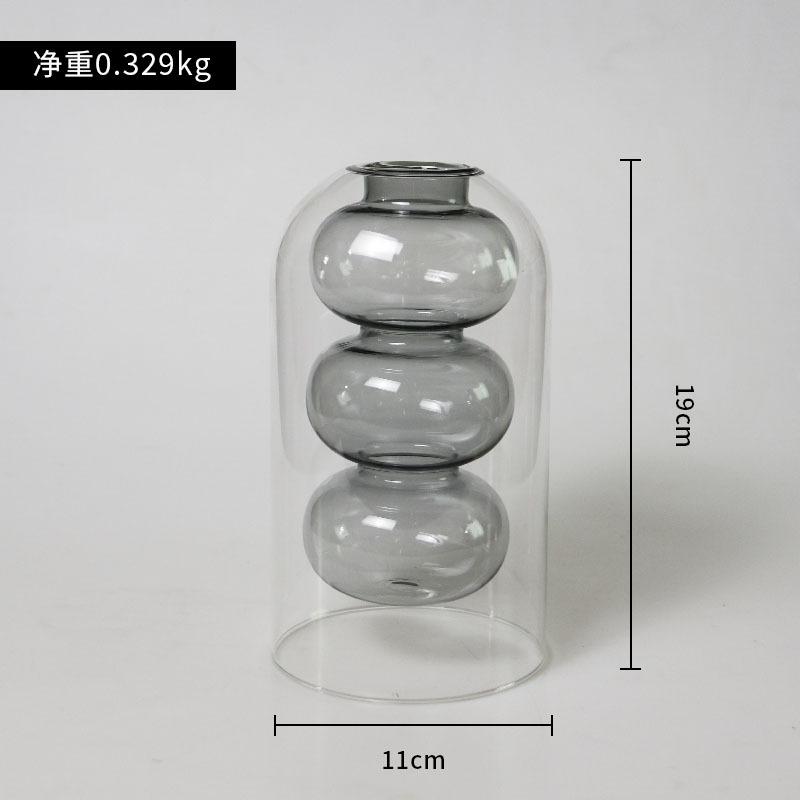 

Simple stained glass creative double glass transparent vase personality desktop decoration hydroponic flower device