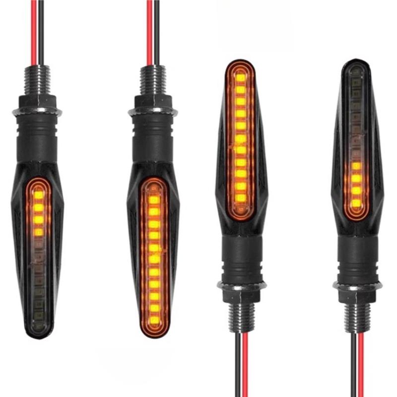 2PCS Universal LED Motorcycle Turn Signals - 12V IP68 Waterproof Amber Flasher Indicator Rear Lights