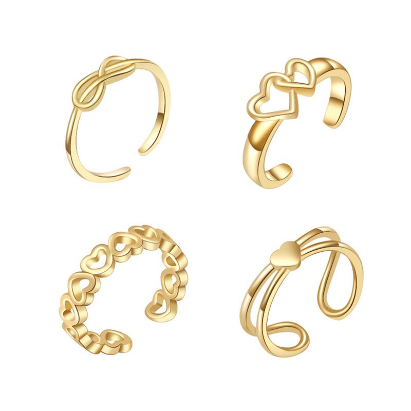 Adjustable 18K Gold Toe Rings For Women Beach Open Toe Rings Flower Arrow Tail Pinky Band Rings Barefoot Foot Jewelry