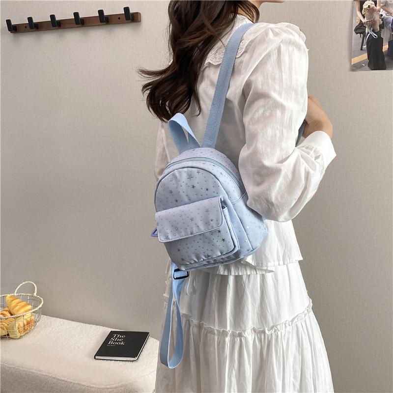 Korean Version of the Star Fashion Star Small Shoulder Foreign Style Versatile Travel Small Backpack Children Can Carry Leisure Small Backpack