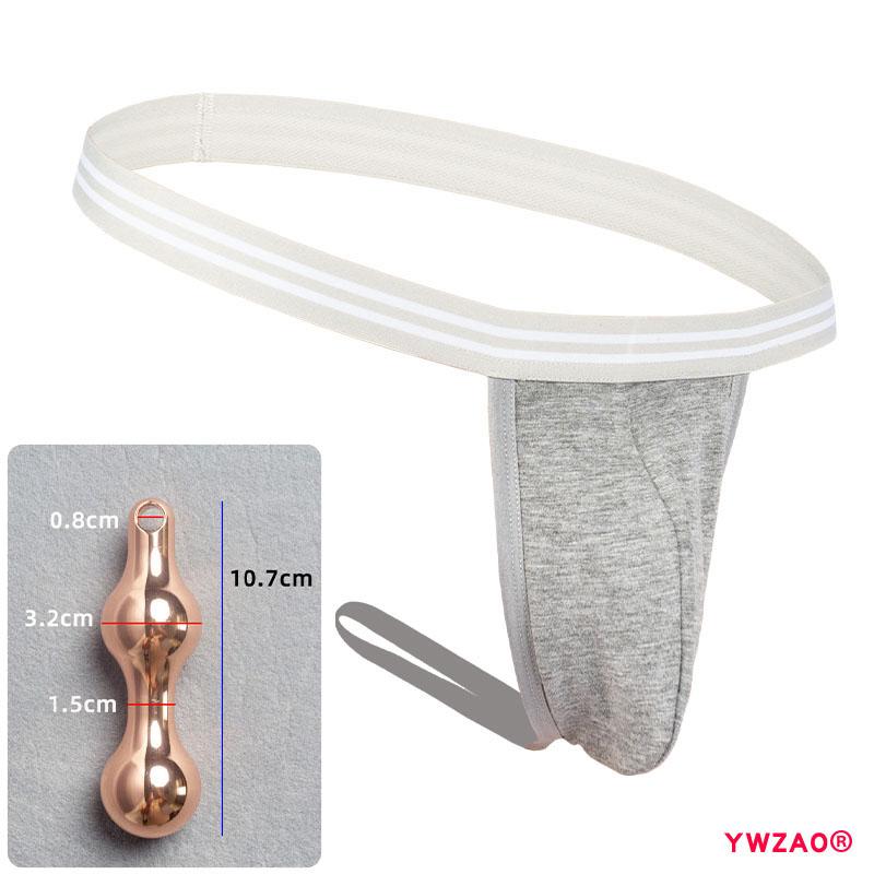 YWZAO Vložiteľný análny dildo Pánske spodné prádlo Tanga Sivá N03