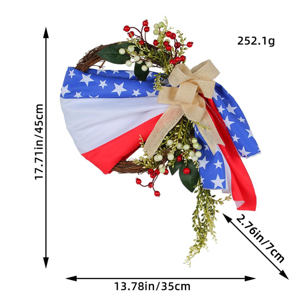 Creative Independence Day Atmosphere Wreath Door Hanging Outdoor Courtyard Decoration Vine Circle Festival Party Wall Hanging