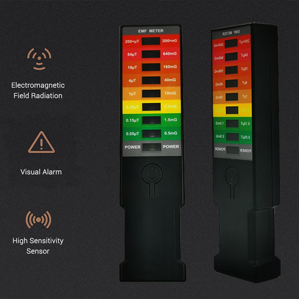 Portable Electromagnetic Field EMF Gauss Meter Hunting Detector Portable EMF Magnetic Field Detector 8 LED Gauss