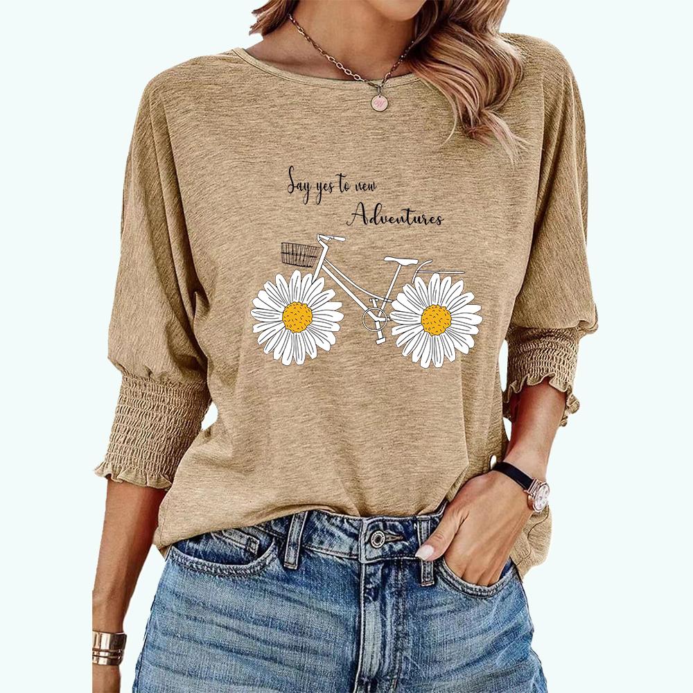 

Футболка большого размера для женщин с модным принтом, повседневная свободная футболка с круглым воротником на весну и лето XXL хаки