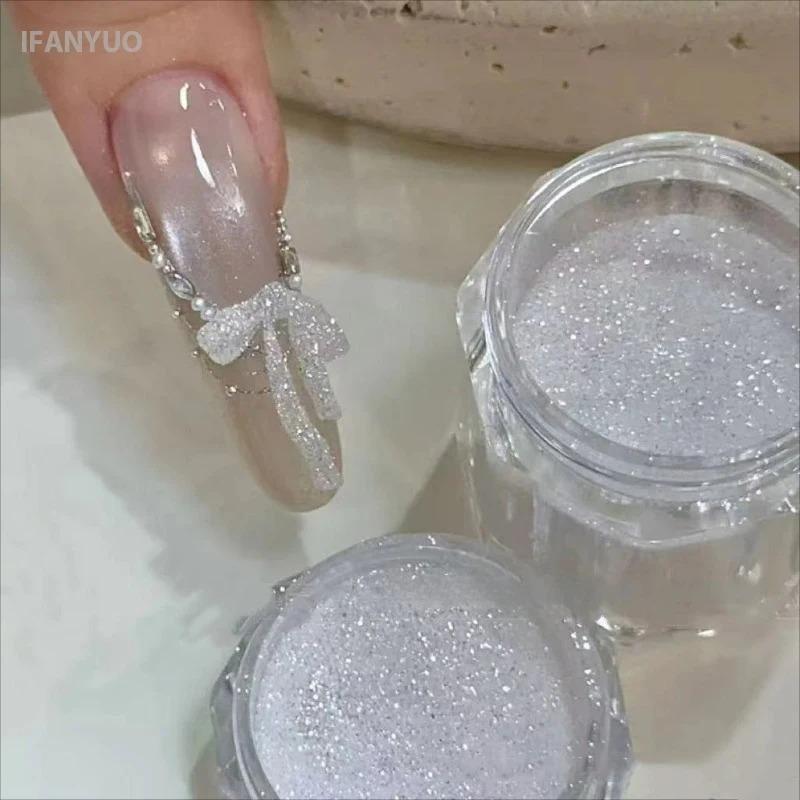 1 Doos Hoogglans Plating Aurora Nagelpoeder Maanlicht Wit Spiegel Nagellak Glitter Ultrafijn Poeder Gel Nagellak Pigment Decoratie