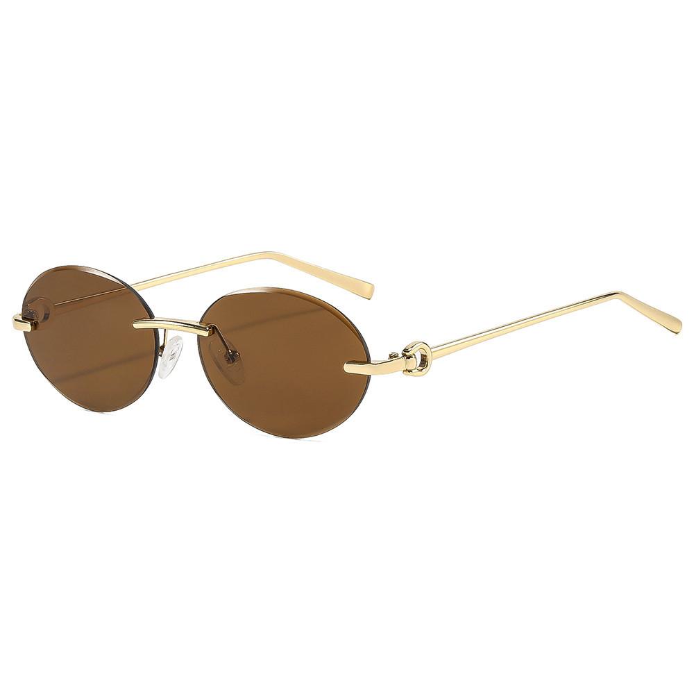 Elliptical Unisex Metal Frame Sunglasses With Uv400 Protection For Outdoor Fashion And Travel