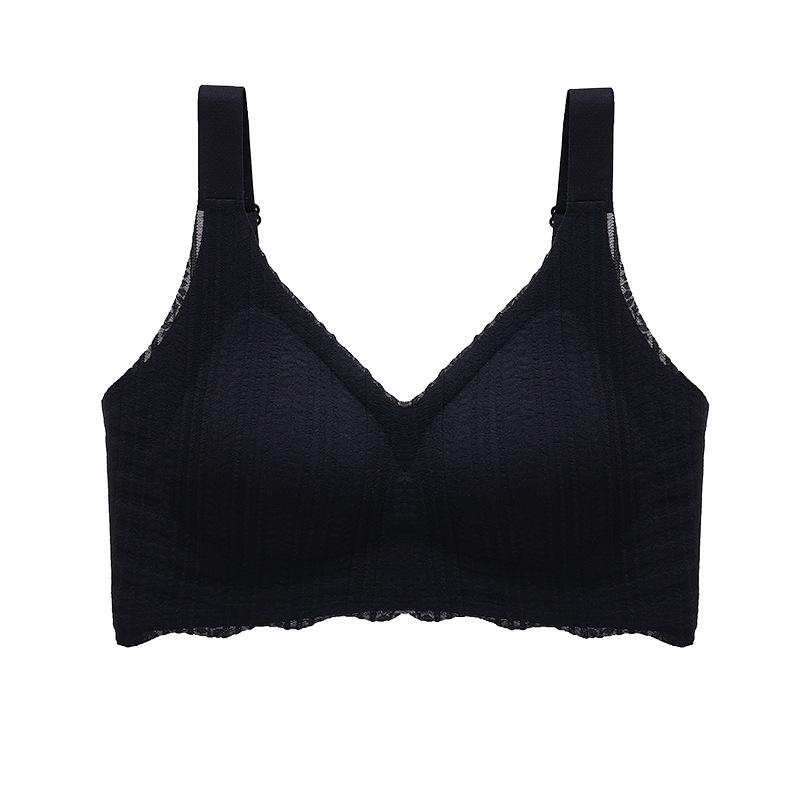 European and American large size comfortable women's underwear integrated fixed cup wide shoulder strap no steel ring large cup size bra