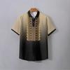 2025 summer men's clothing ethnic retro lapel short-sleeved shirt men's traditional 3D printed polo shirt