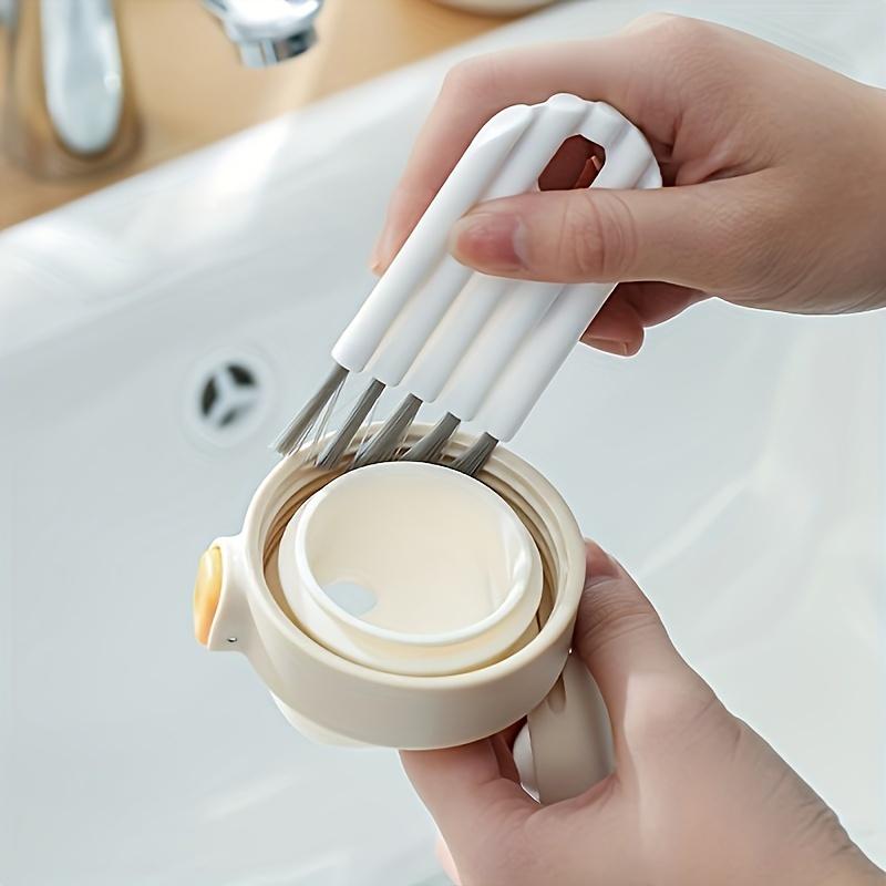 Multi-Purpose Cleaning Brush for Keyboards, Cups Bottles - Ergonomic White Plastic Gap Cleaner with Curled Cover Brush, Suitable for Bedrooms, Kitchen