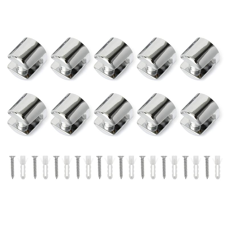 10Pcs Adjustable Zinc Alloy Glass Clip Cabinet Shelf Support Plates Bathroom Glass Holders for Fixing Bathroom Glass H136 8