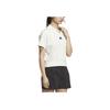 Adidas Logo Casual Pullover Elastic Hem Short Sleeve Polo Shirt Women Tops White IM8821