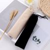 Portable Straw Storage Bag Drawstring Cutlery Utensil Dustproof Pouch Black Velvet Bags for Stainless Knife Spoon Chopsticks